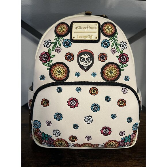 Disney Parks Pixar Coco Miguel Day Of The Dead Flowers Backpack Loungefly New - Picture 1 of 5